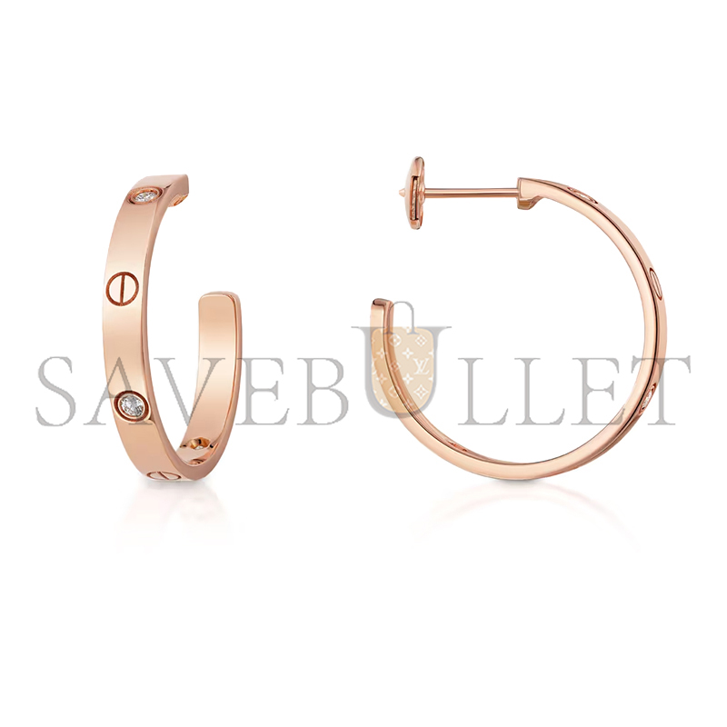 CARTIER LOVE HOOP EARRINGS, MEDIUM MODEL, 6 DIAMONDS B8301433